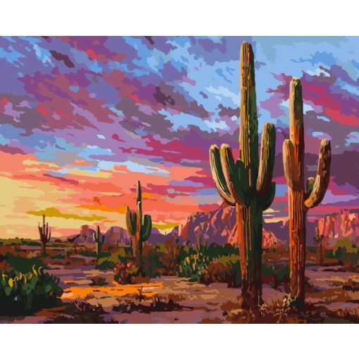 Sivatagi naplemente - Számfestő készlet kereten 40x50