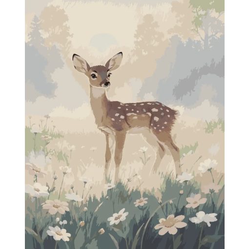 Őz a réten - Számfestő készlet kereten 40x50