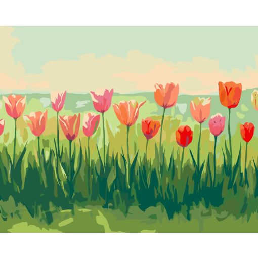 Virágvonal - Számfestő készlet kereten 40x50