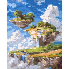 Lebegő szigetek - Számfestő készlet kereten 40x50