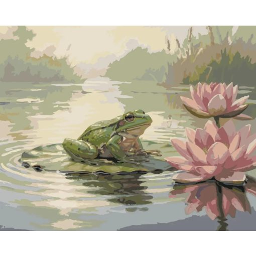 Béka a liliom padon - Számfestő készlet kereten 40x50