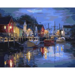 Kikötői fények - Számfestő készlet kereten 40x50