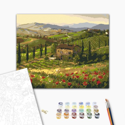 Olasz vidéki ház - Számfestő készlet kereten 40x50