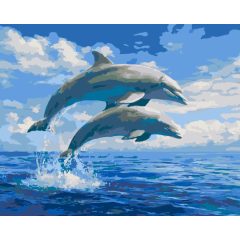 Ugró delfinek - Számfestő készlet kereten 40x50