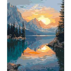   A napkelte tükröződése - Számfestő készlet kereten 40x50