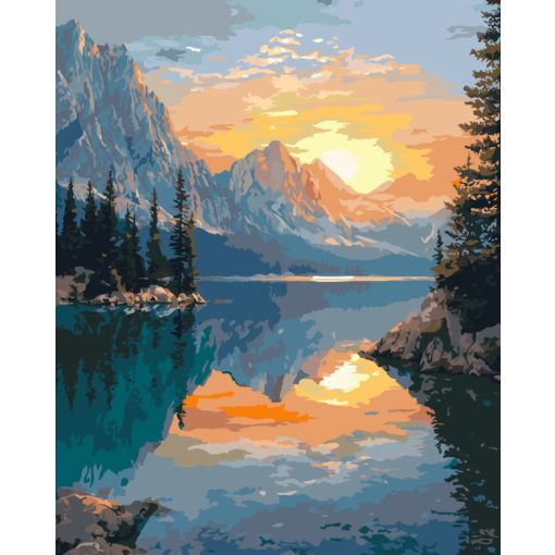 A napkelte tükröződése - Számfestő készlet kereten 40x50