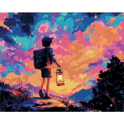 Lámpás vándor - Számfestő készlet kereten 40x50