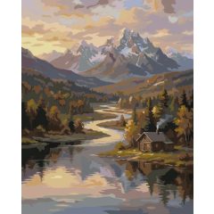 Hegyi nyugalom - Számfestő készlet kereten 40x50