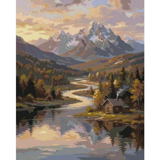 Hegyi nyugalom - Számfestő készlet kereten 40x50