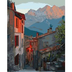 Hegyi falu - Számfestő készlet kereten 40x50
