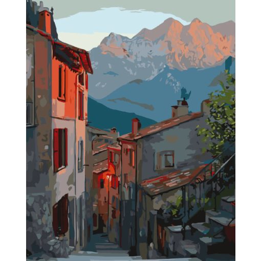 Hegyi falu - Számfestő készlet kereten 40x50