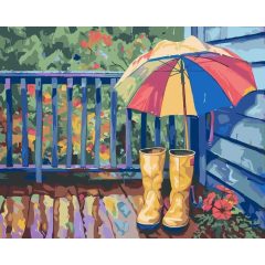 Szivárvány esernyő - Számfestő készlet kereten 40x50