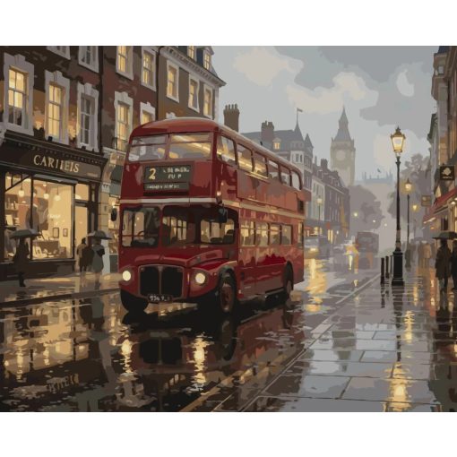 Londoni busz 2 - Számfestő készlet kereten 40x50