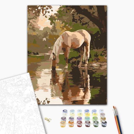 Erdei itató - Számfestő készlet kereten 40x50