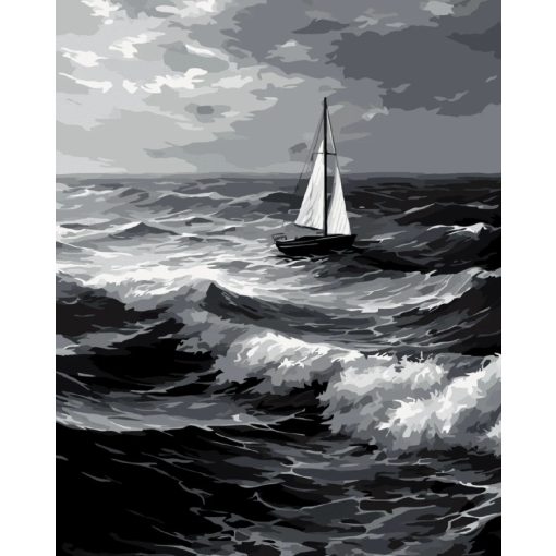 Vitorlázás a hullámokon - Számfestő készlet kereten 40x50