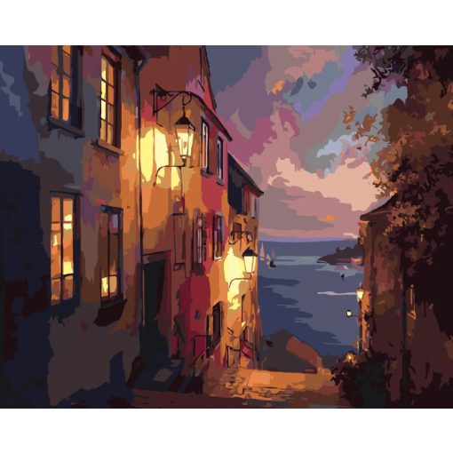 Tengerparti sikátor - Számfestő készlet kereten 40x50