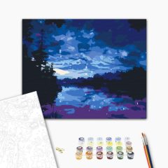   Csillagos éjszakai nyugalom - Számfestő készlet kereten 40x50