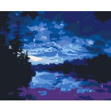 Csillagos éjszakai nyugalom - Számfestő készlet kereten 40x50