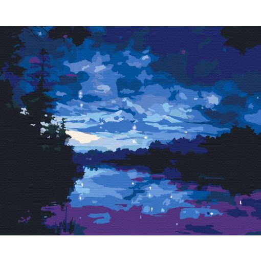 Csillagos éjszakai nyugalom - Számfestő készlet kereten 40x50