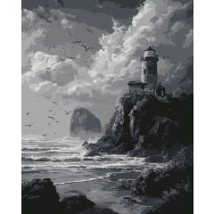   Viharos világítótorony - Számfestő készlet kereten 40x50