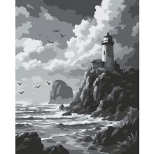Viharos világítótorony - Számfestő készlet kereten 40x50