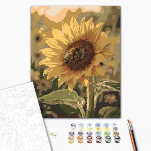 Napraforgó és méhecske - Számfestő készlet kereten 40x50