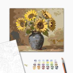 Napraforgó vázában - Számfestő készlet kereten 40x50