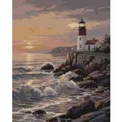 Esti fény a parton - Számfestő készlet kereten 40x50