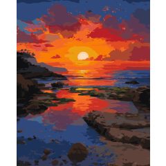 Lángoló Horizont - Számfestő készlet kereten 40x50