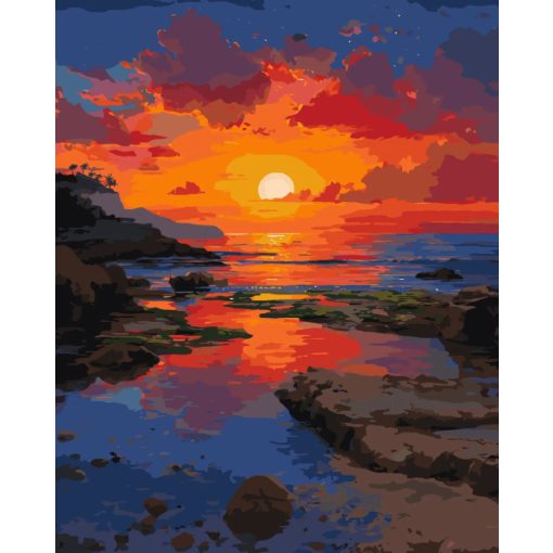 Lángoló Horizont - Számfestő készlet kereten 40x50