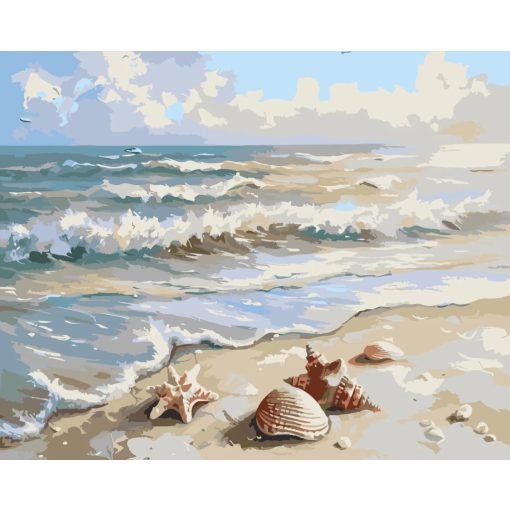 Kagylók a parton - Számfestő készlet kereten 40x50
