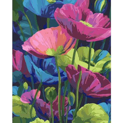 Élénk virágszimfónia - Számfestő készlet kereten 40x50