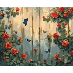 Rózsák és pillangók - Számfestő készlet kereten 40x50