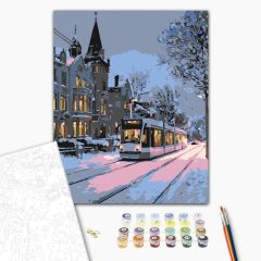 Téli villamos - Számfestő készlet kereten 40x50