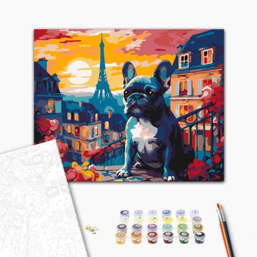 Franci a bulldog - Számfestő készlet kereten 40x50