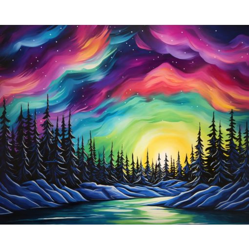 Absztrakt hajnal - Számfestő készlet kereten 40x50