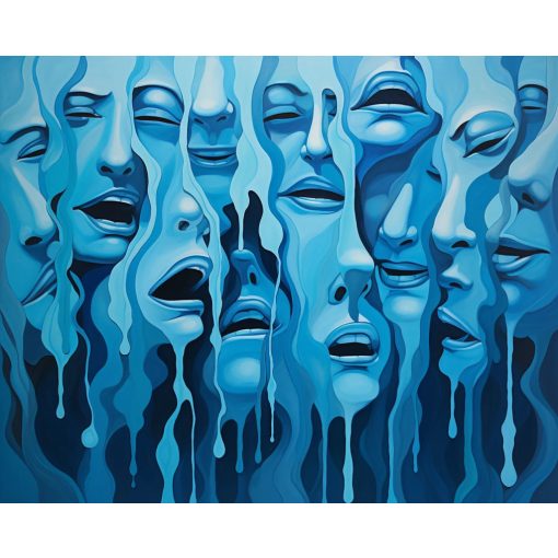 Absztrakt kék összeomlás - Számfestő készlet kereten 40x50