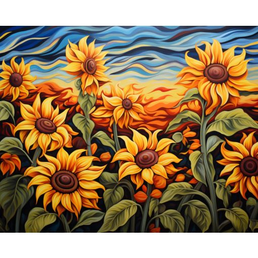 Napraforgó tánc - Számfestő készlet kereten 40x50