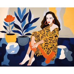 Mustársárga elegancia - Számfestő készlet kereten 40x50