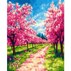   Virágba borult ösvény - Számfestő készlet kereten 40x50