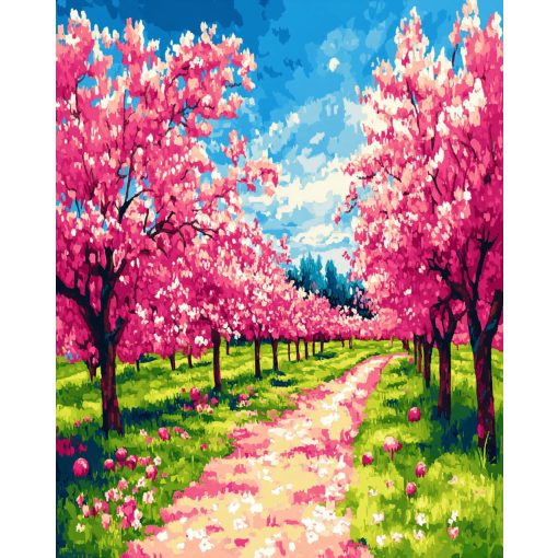 Virágba borult ösvény - Számfestő készlet kereten 40x50
