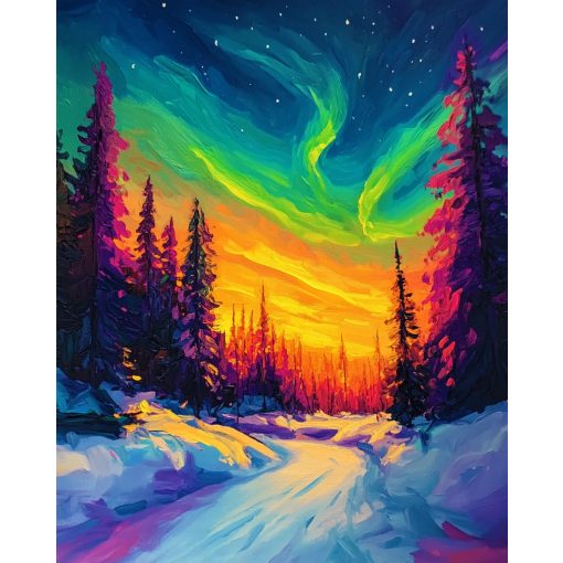 Auróra lángolása - Számfestő készlet kereten 40x50