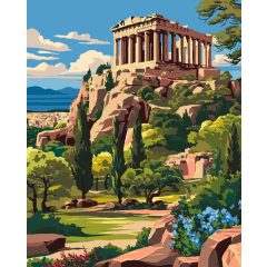 Athén – parthenon - Számfestő készlet kereten 40x50