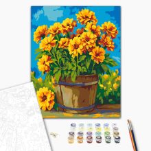 Napfényes virágcsokor - Számfestő készlet kereten 40x50