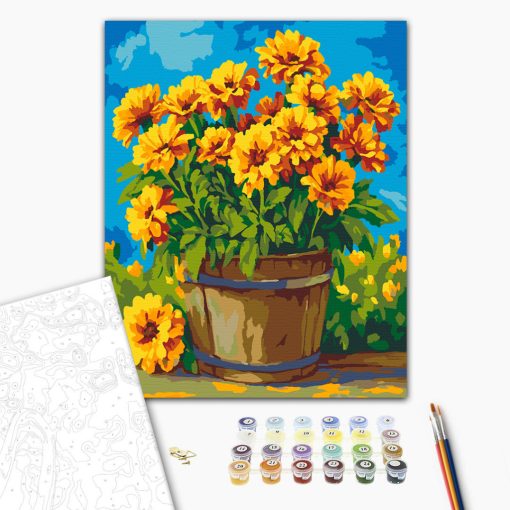 Napfényes virágcsokor - Számfestő készlet kereten 40x50