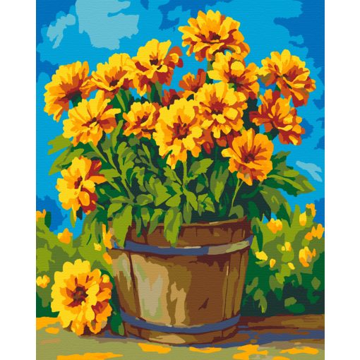Napfényes virágcsokor - Számfestő készlet kereten 40x50