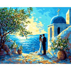 Kékbe írt szerelem - Számfestő készlet kereten 40x50