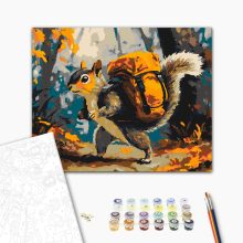 Hátizsákos mókus - Számfestő készlet kereten 40x50