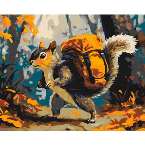 Hátizsákos mókus - Számfestő készlet kereten 40x50