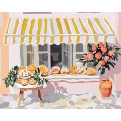   Virágok és friss kenyér - Számfestő készlet kereten 40x50